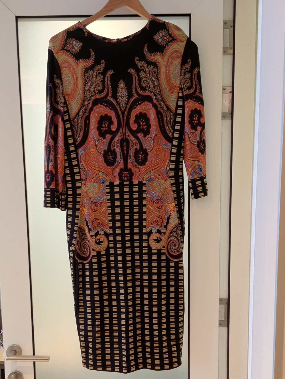 Black Paisley & Geometric Midi Sheath Dress